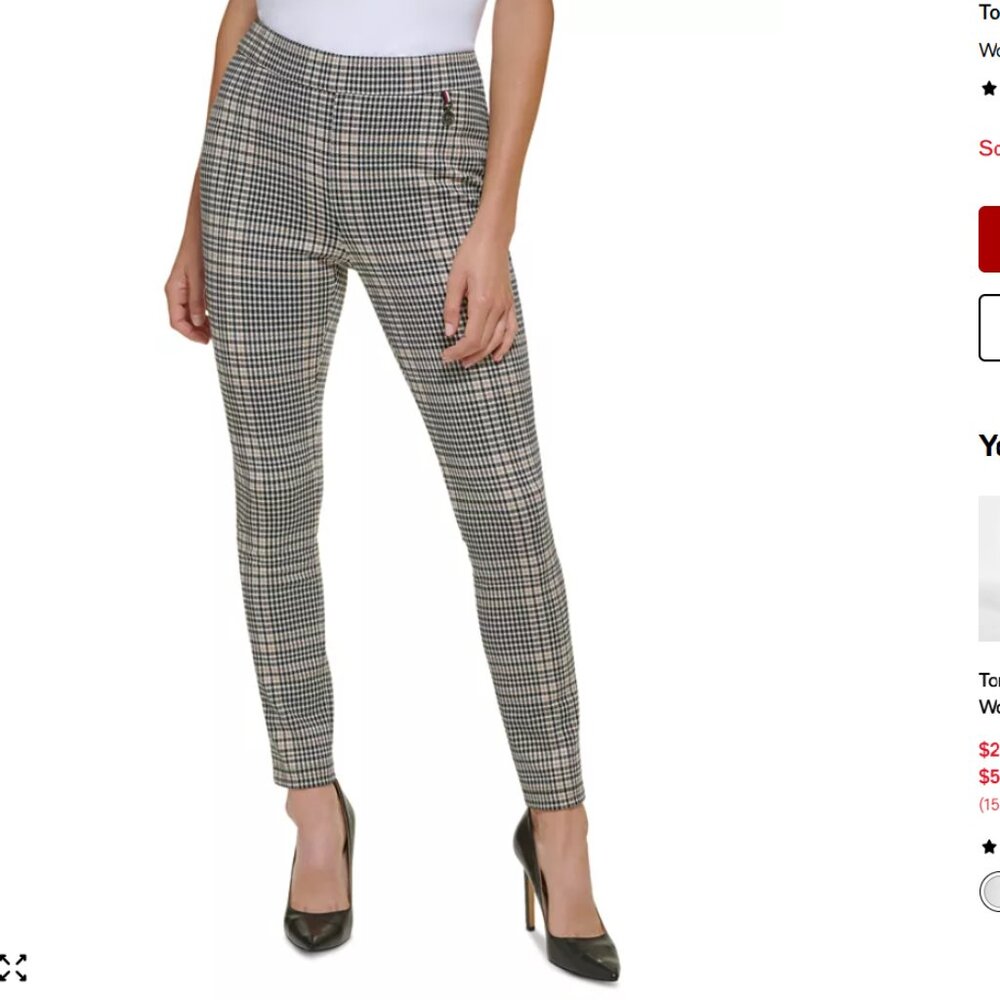 Tommy Hilfiger Women's Plaid Stretch Pull-On Pants
